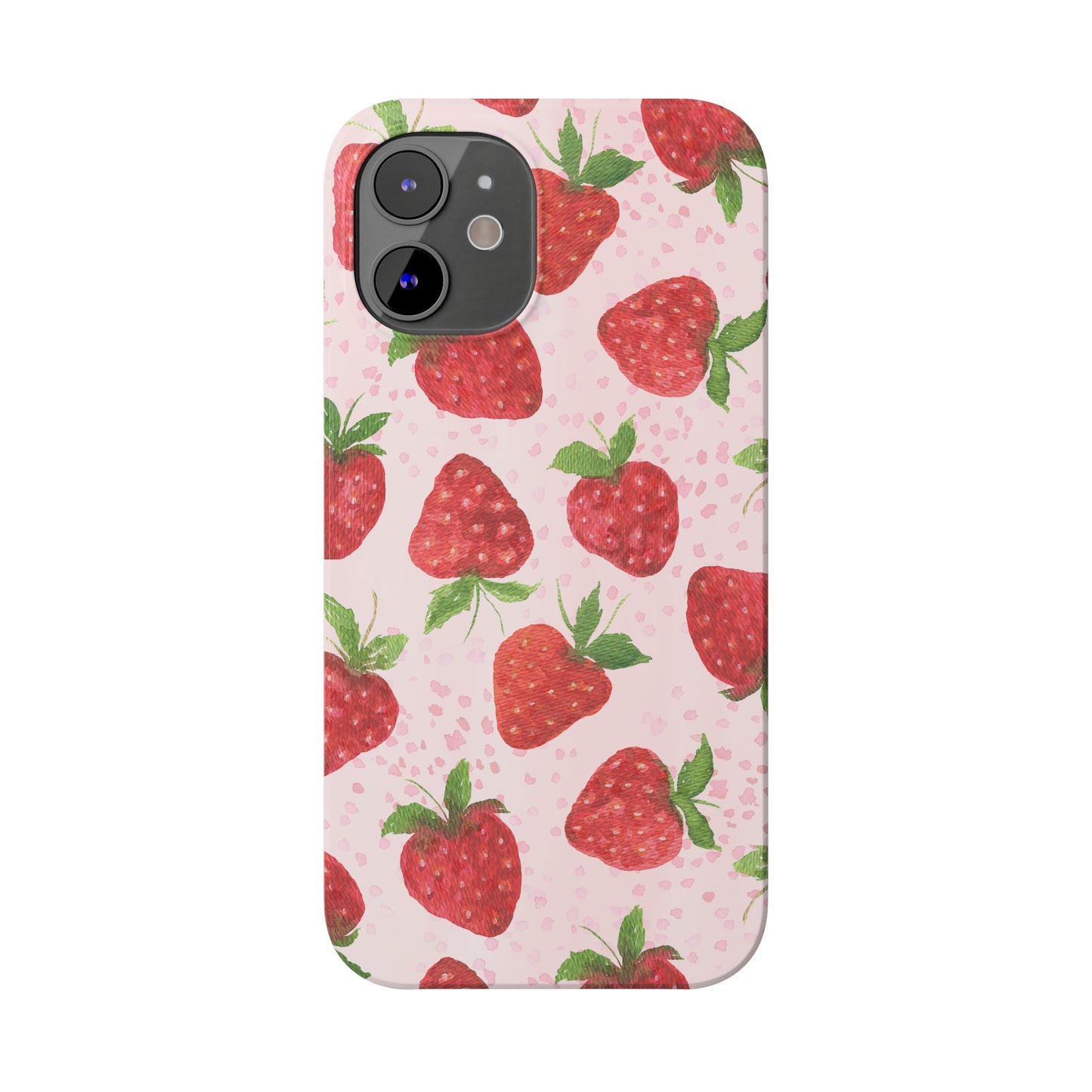 Slim Phone Cases - Strawberry with pink background