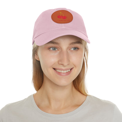 Dad Hat with Leather Patch (Round) - I cherry - ish you