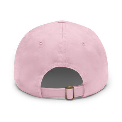 Dad Hat with Leather Patch (Round) - Cherry blossom girl.