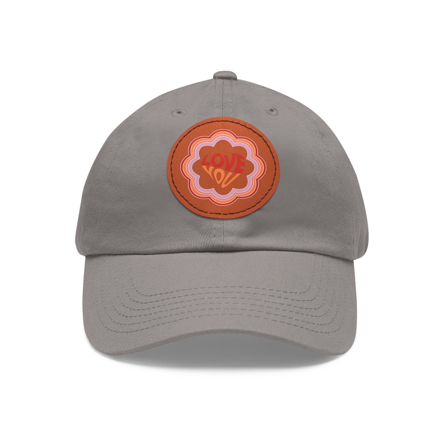 Dad Hat with Leather Patch (Round) - Love You