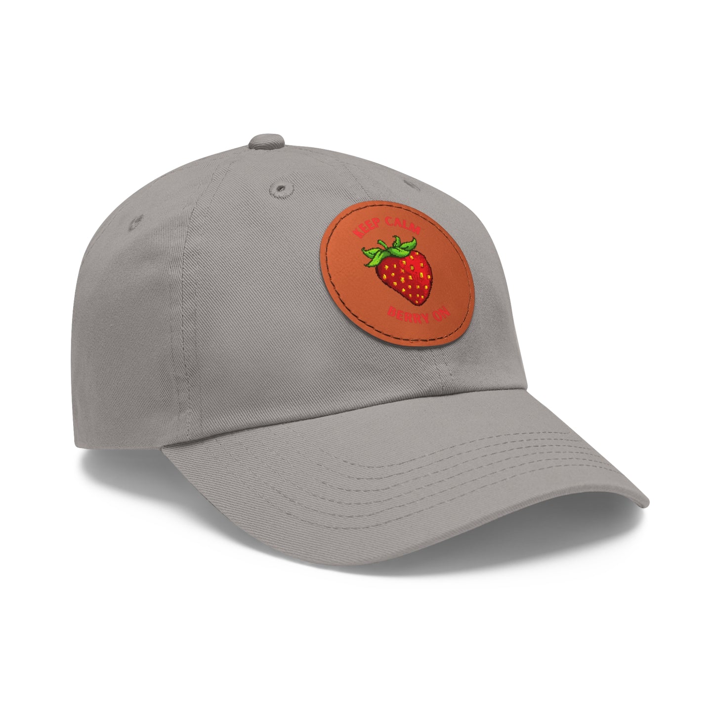 Dad Hat with Leather Patch (Round) - keep clam and berry on