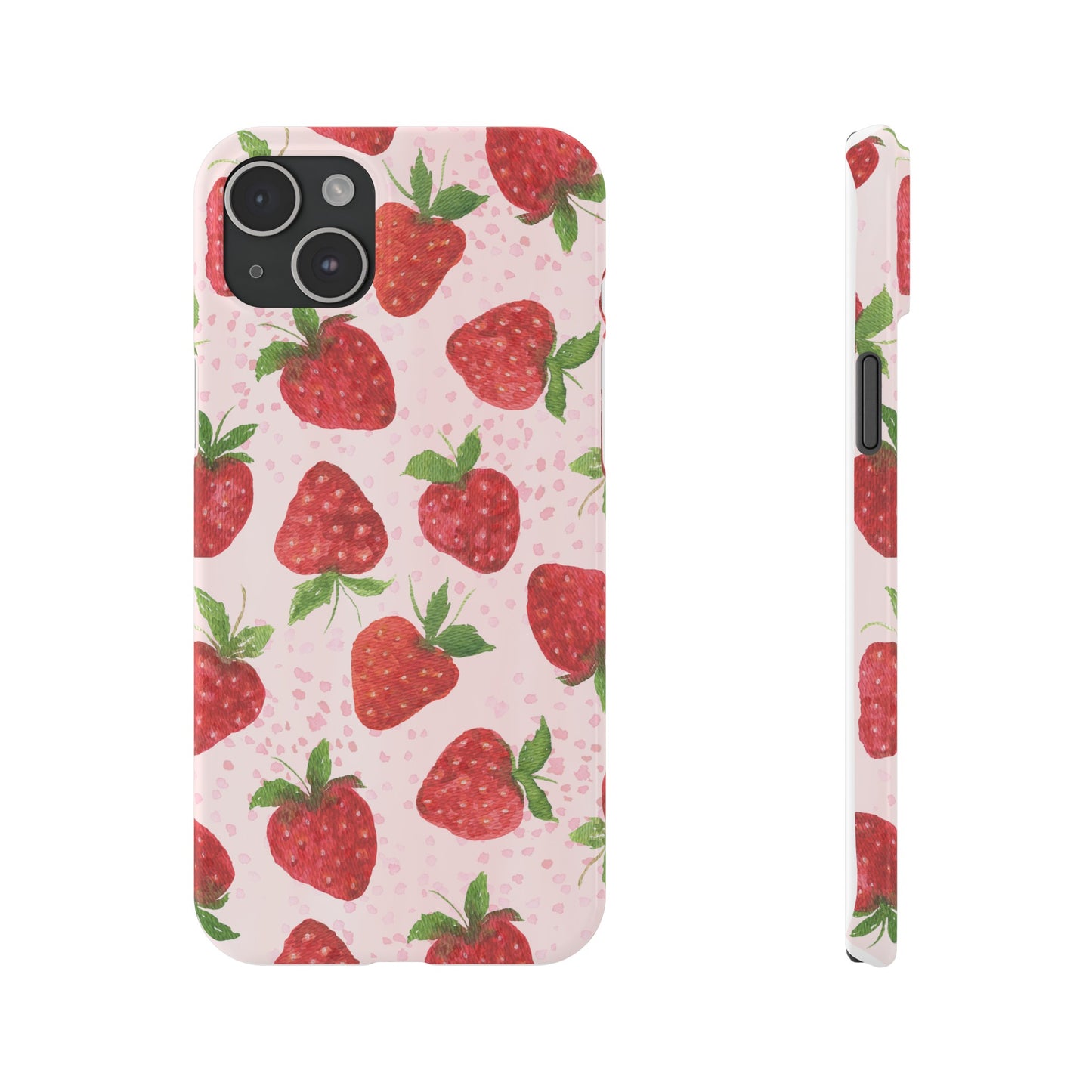 Slim Phone Cases - Strawberry with pink background