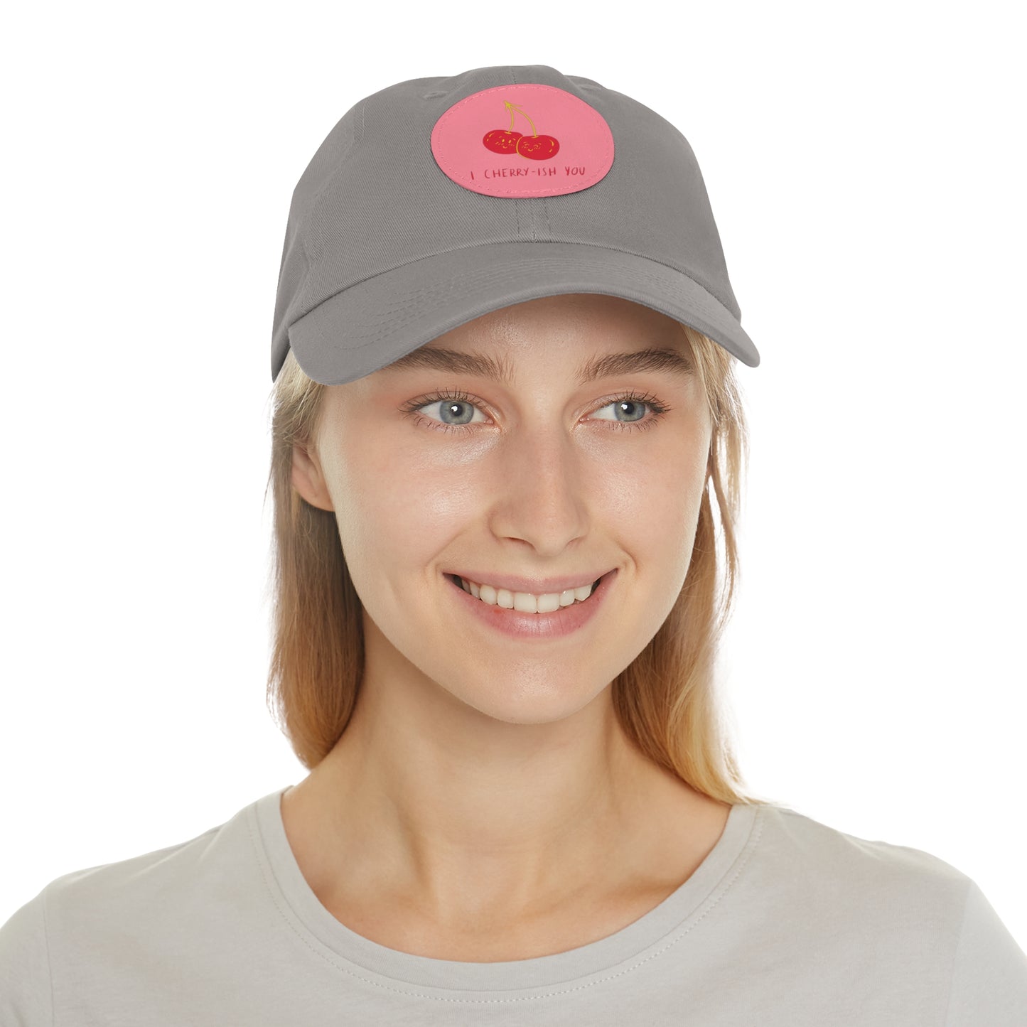 Dad Hat with Leather Patch (Round) - I cherry - ish you