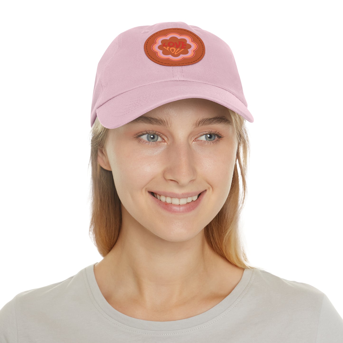 Dad Hat with Leather Patch (Round) - Love You