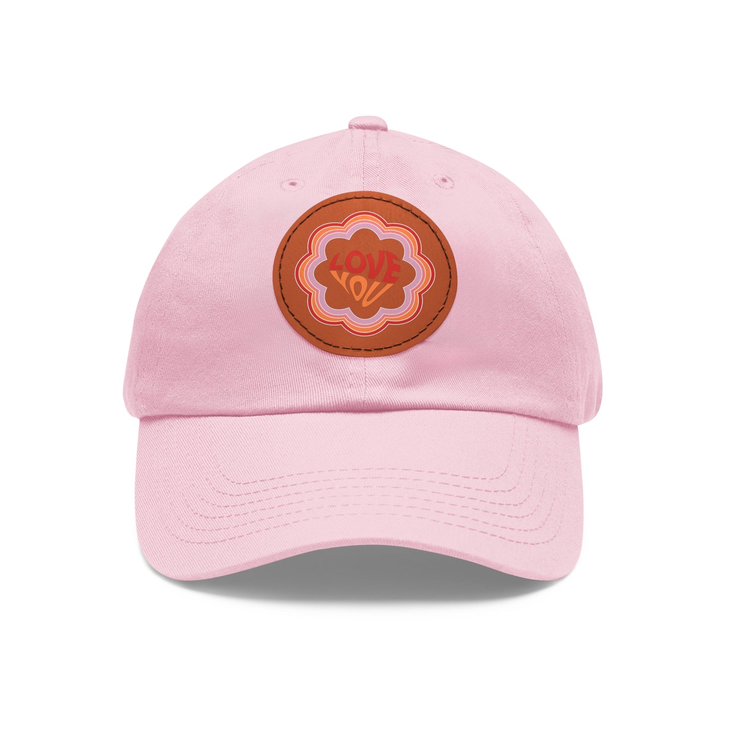 Dad Hat with Leather Patch (Round) - Love You