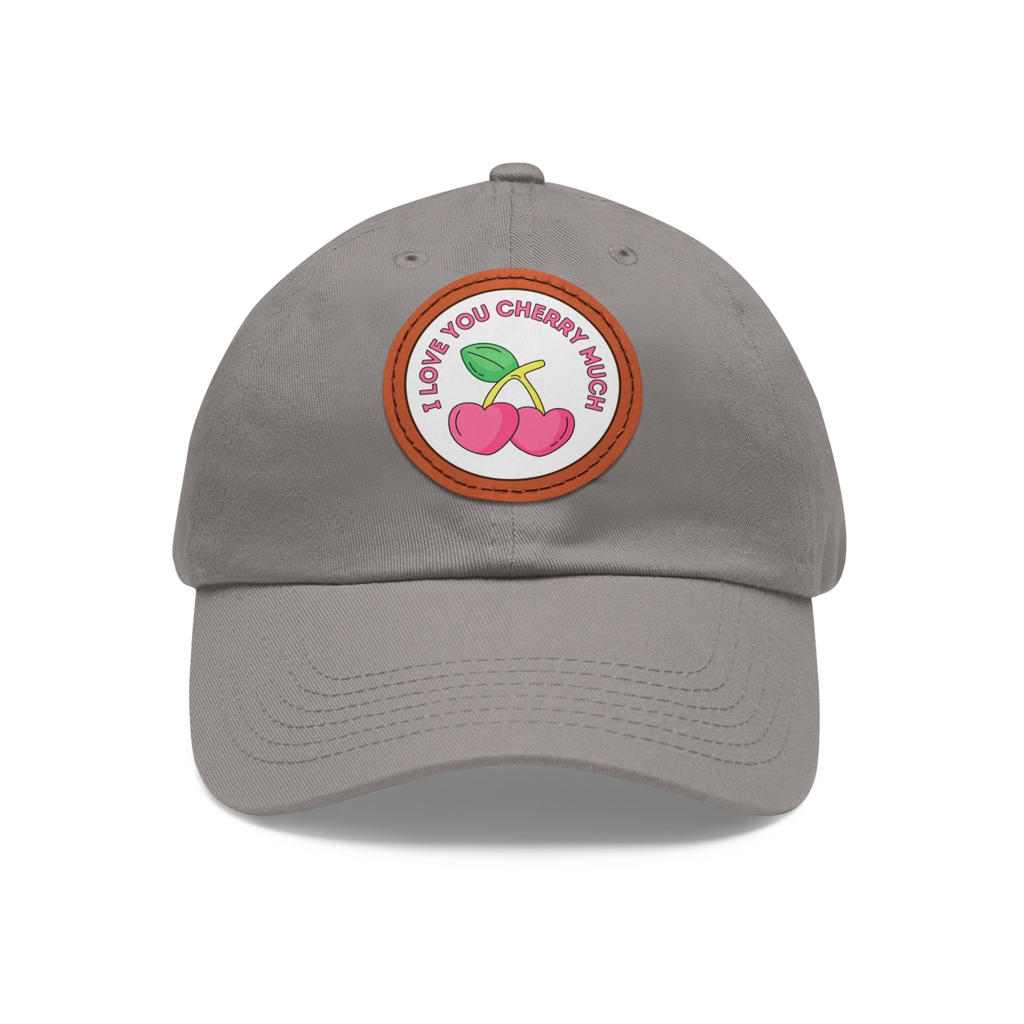 Dad Hat with Leather Patch (Round) - I Love You Cherry Much.