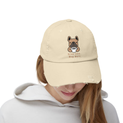 Unisex Distressed Cap - Brew Love, Wag More