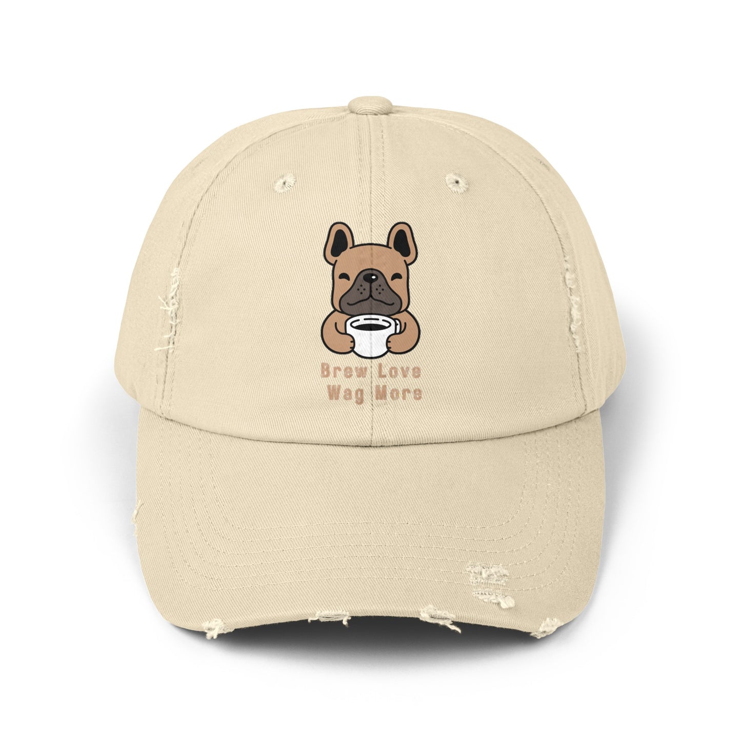 Unisex Distressed Cap - Brew Love, Wag More