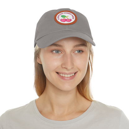 Dad Hat with Leather Patch (Round) - I Love You Cherry Much.