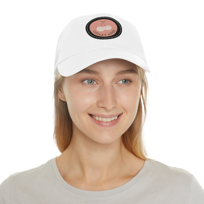 Dad Hat with Leather Patch (Round) - cherry good