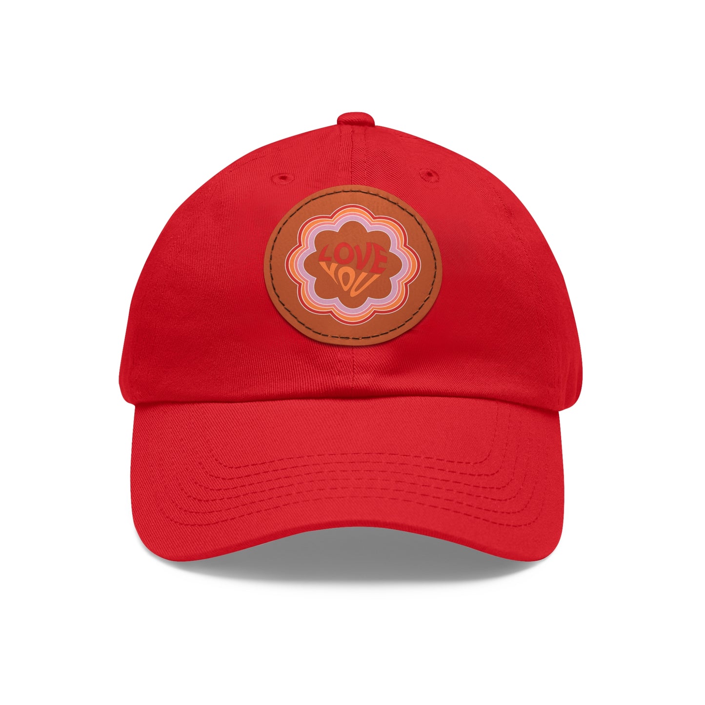 Dad Hat with Leather Patch (Round) - Love You