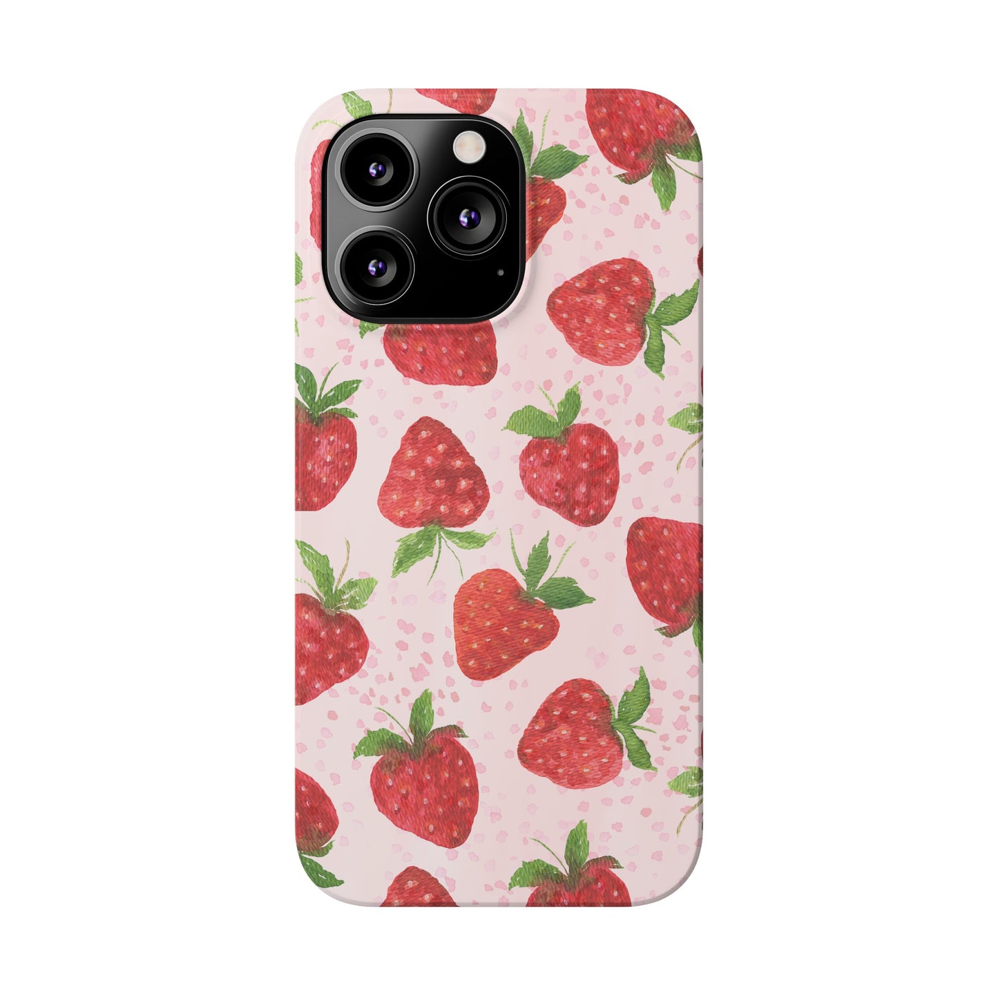 Slim Phone Cases - Strawberry with pink background