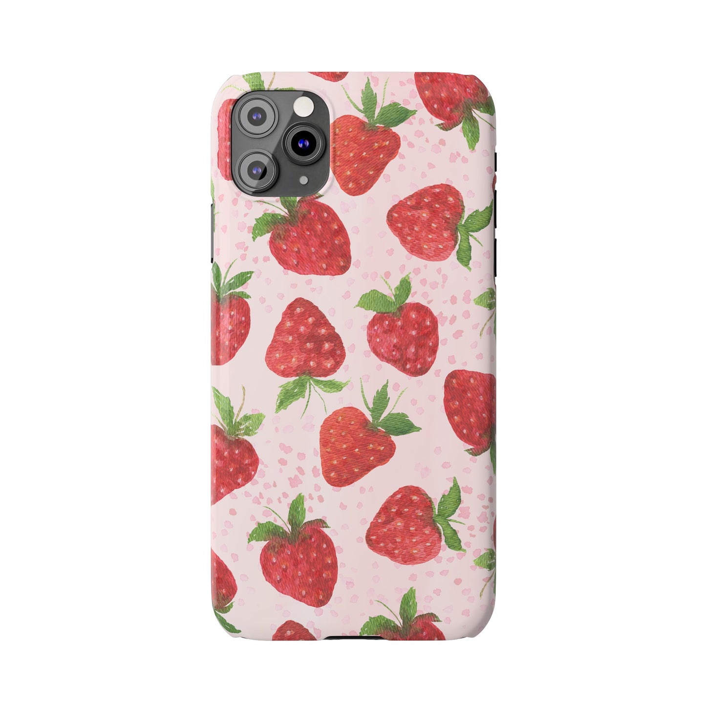 Slim Phone Cases - Strawberry with pink background