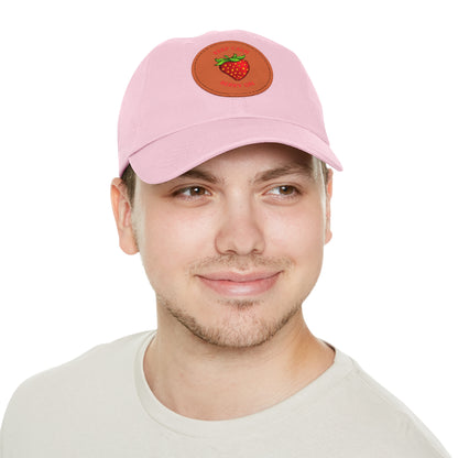 Dad Hat with Leather Patch (Round) - keep clam and berry on