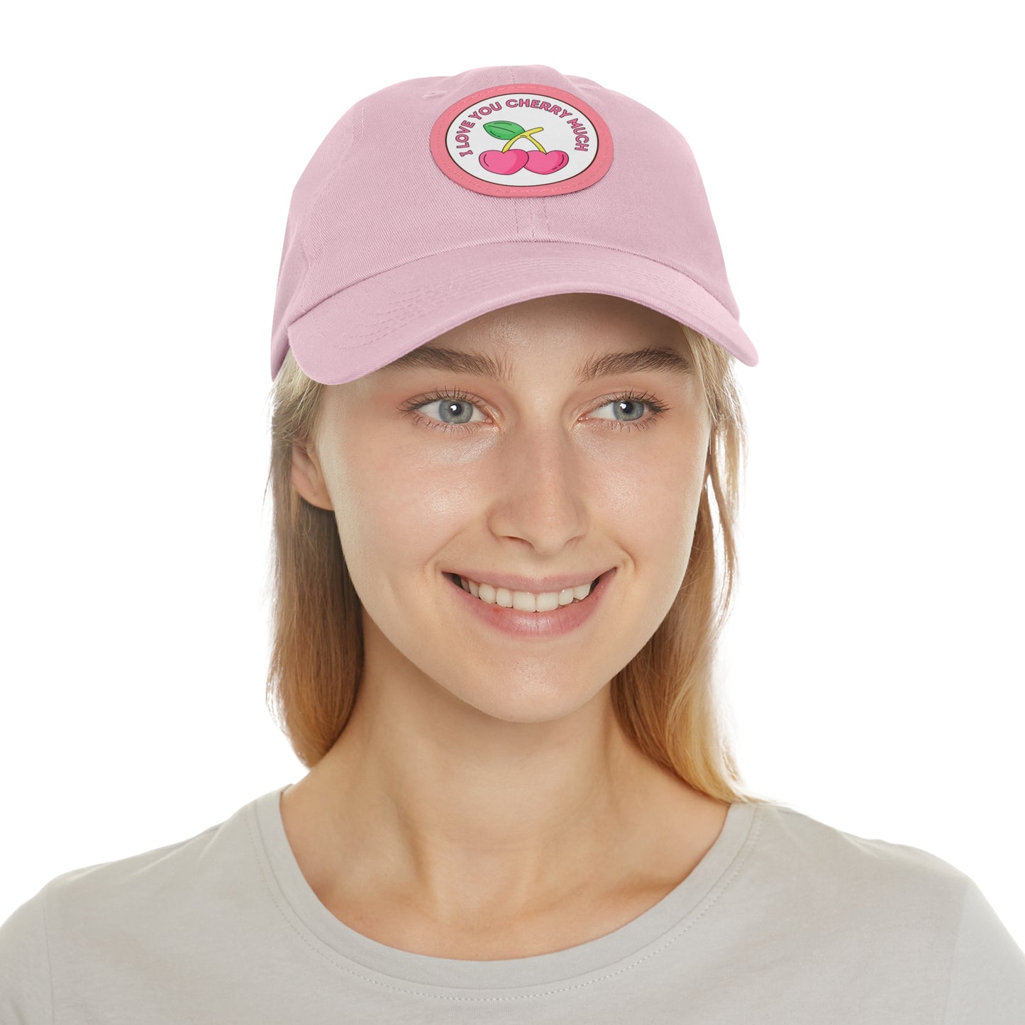 Dad Hat with Leather Patch (Round) - I Love You Cherry Much.