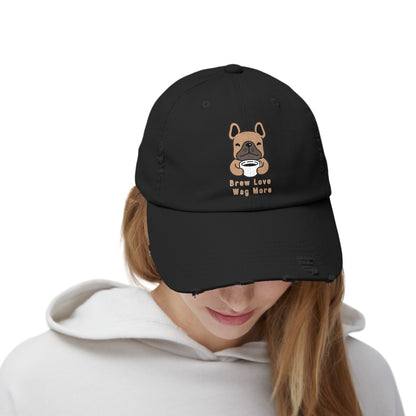 Unisex Distressed Cap - Brew Love, Wag More