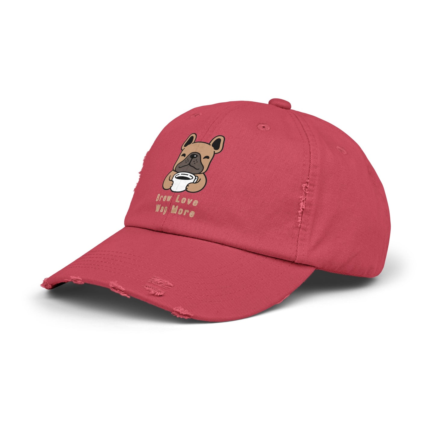 Unisex Distressed Cap - Brew Love, Wag More