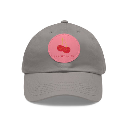 Dad Hat with Leather Patch (Round) - I cherry - ish you