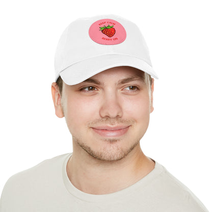 Dad Hat with Leather Patch (Round) - keep clam and berry on