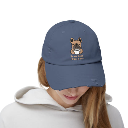 Unisex Distressed Cap - Brew Love, Wag More