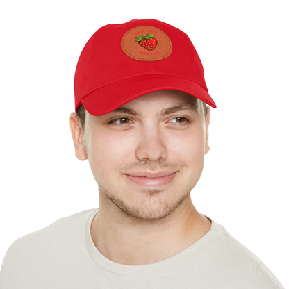 Dad Hat with Leather Patch (Round) - keep clam and berry on