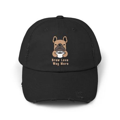 Unisex Distressed Cap - Brew Love, Wag More