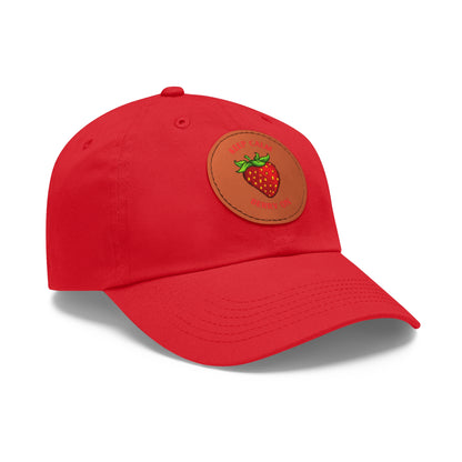 Dad Hat with Leather Patch (Round) - keep clam and berry on