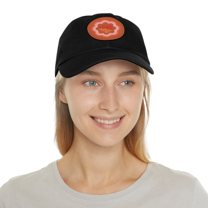 Dad Hat with Leather Patch (Round) - Love You