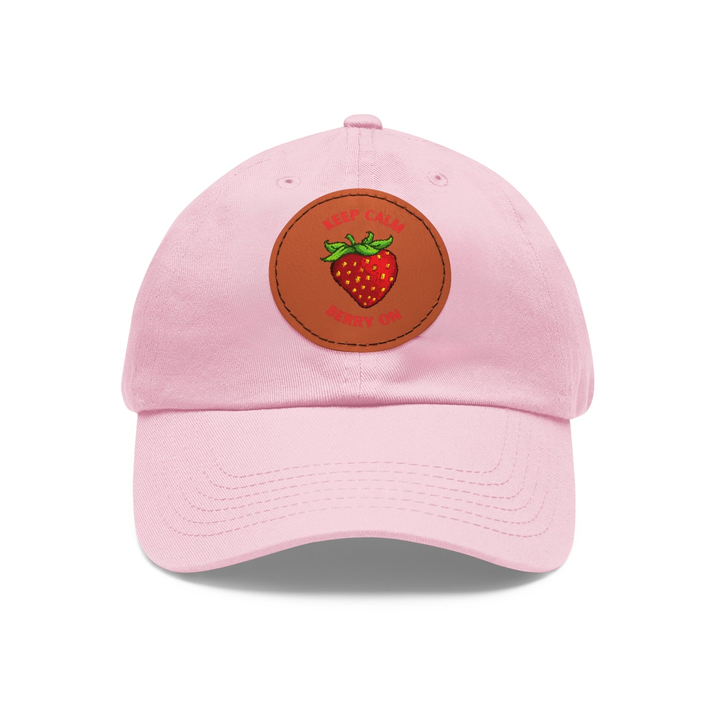 Dad Hat with Leather Patch (Round) - keep clam and berry on