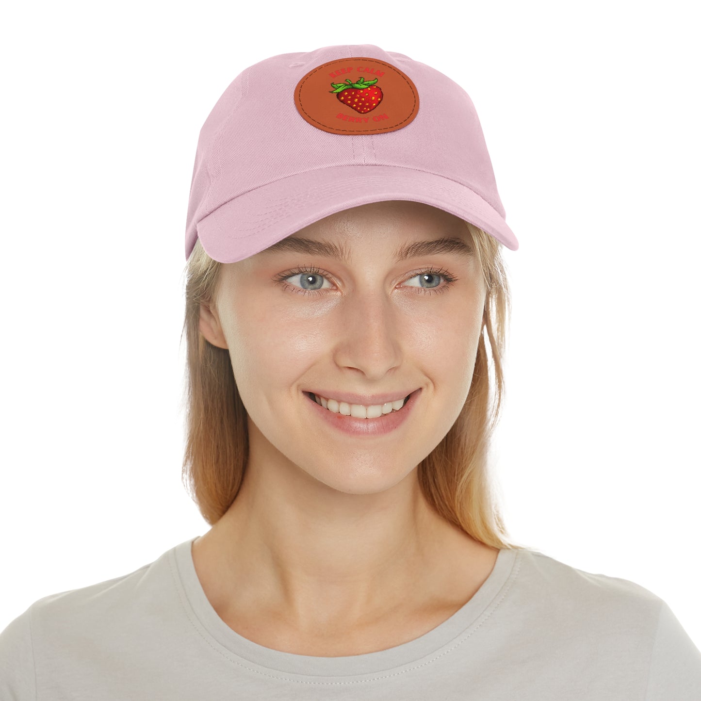 Dad Hat with Leather Patch (Round) - keep clam and berry on