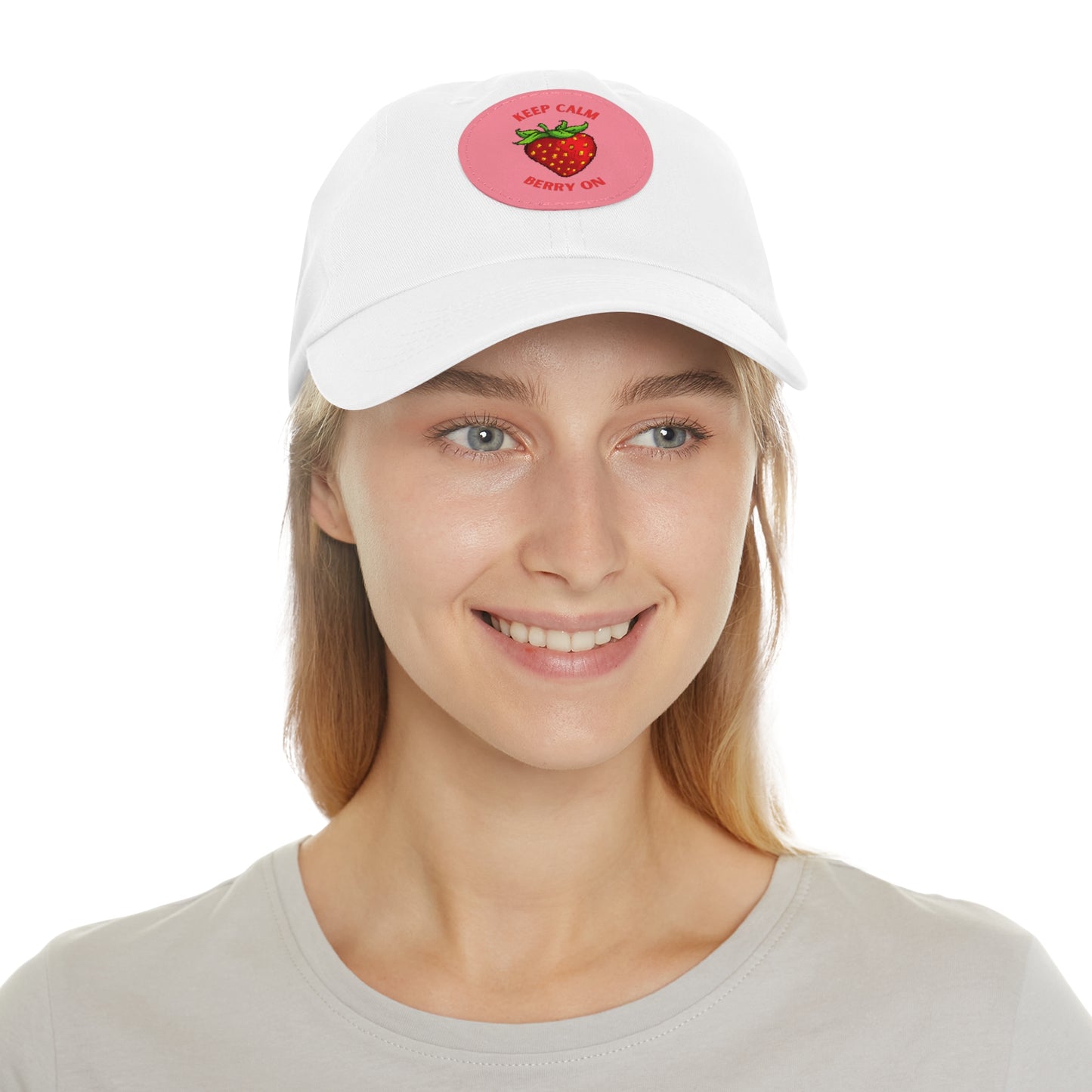 Dad Hat with Leather Patch (Round) - keep clam and berry on