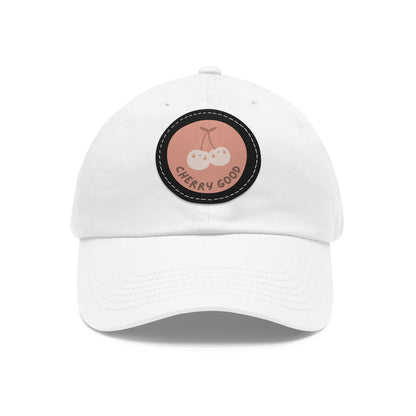 Dad Hat with Leather Patch (Round) - cherry good