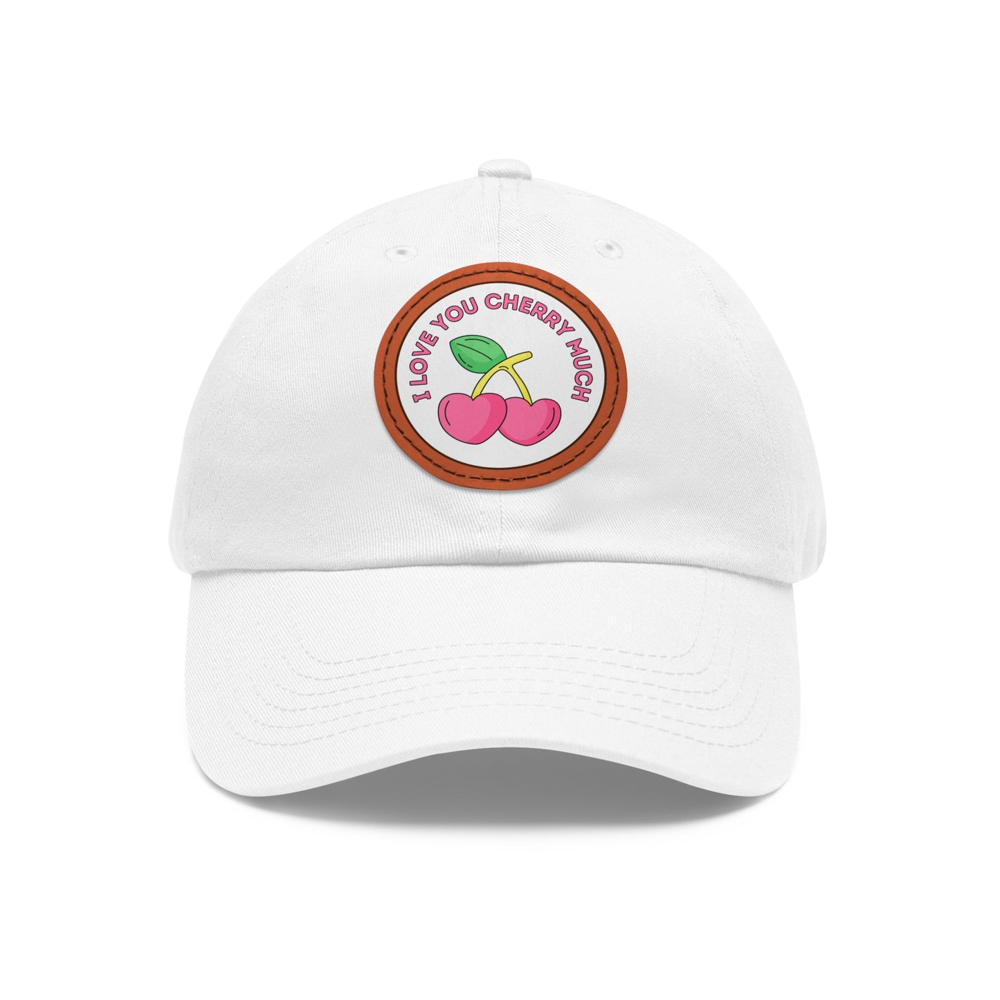 Dad Hat with Leather Patch (Round) - I Love You Cherry Much.