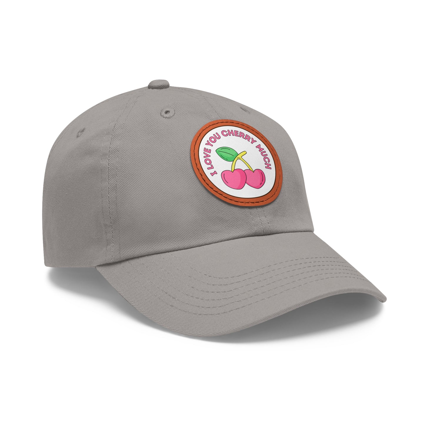 Dad Hat with Leather Patch (Round) - I Love You Cherry Much.