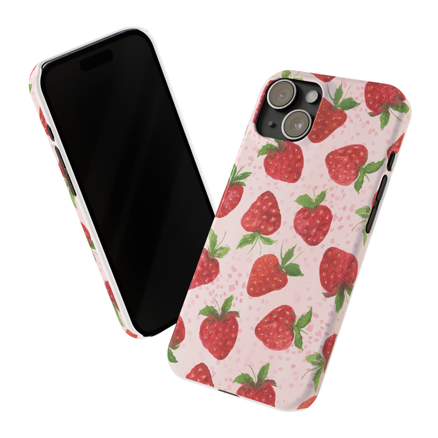 Slim Phone Cases - Strawberry with pink background