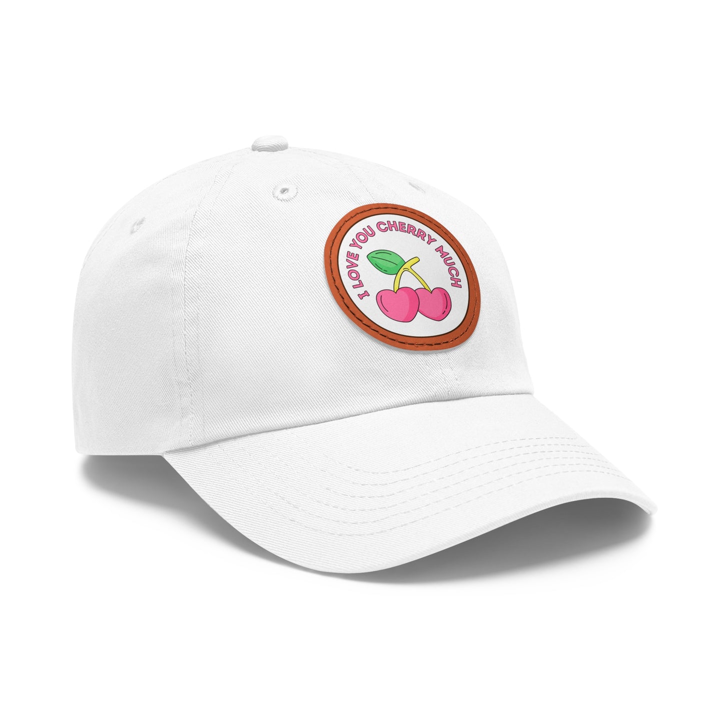 Dad Hat with Leather Patch (Round) - I Love You Cherry Much.