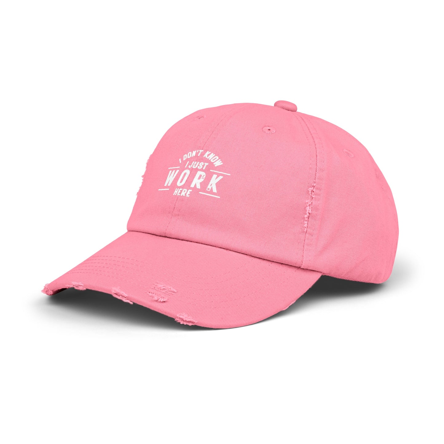 Unisex Distressed Cap - I DON'T KNOW, I JUST WORK HERE.