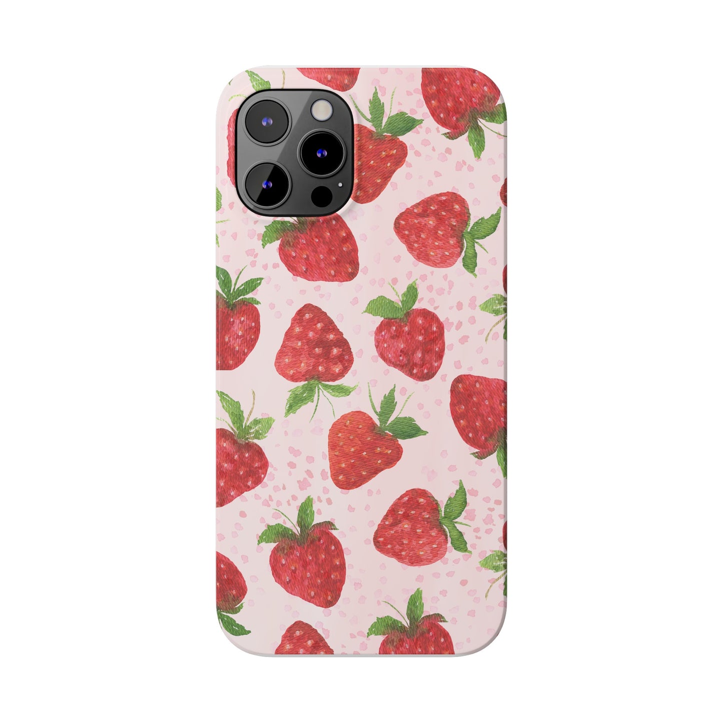 Slim Phone Cases - Strawberry with pink background