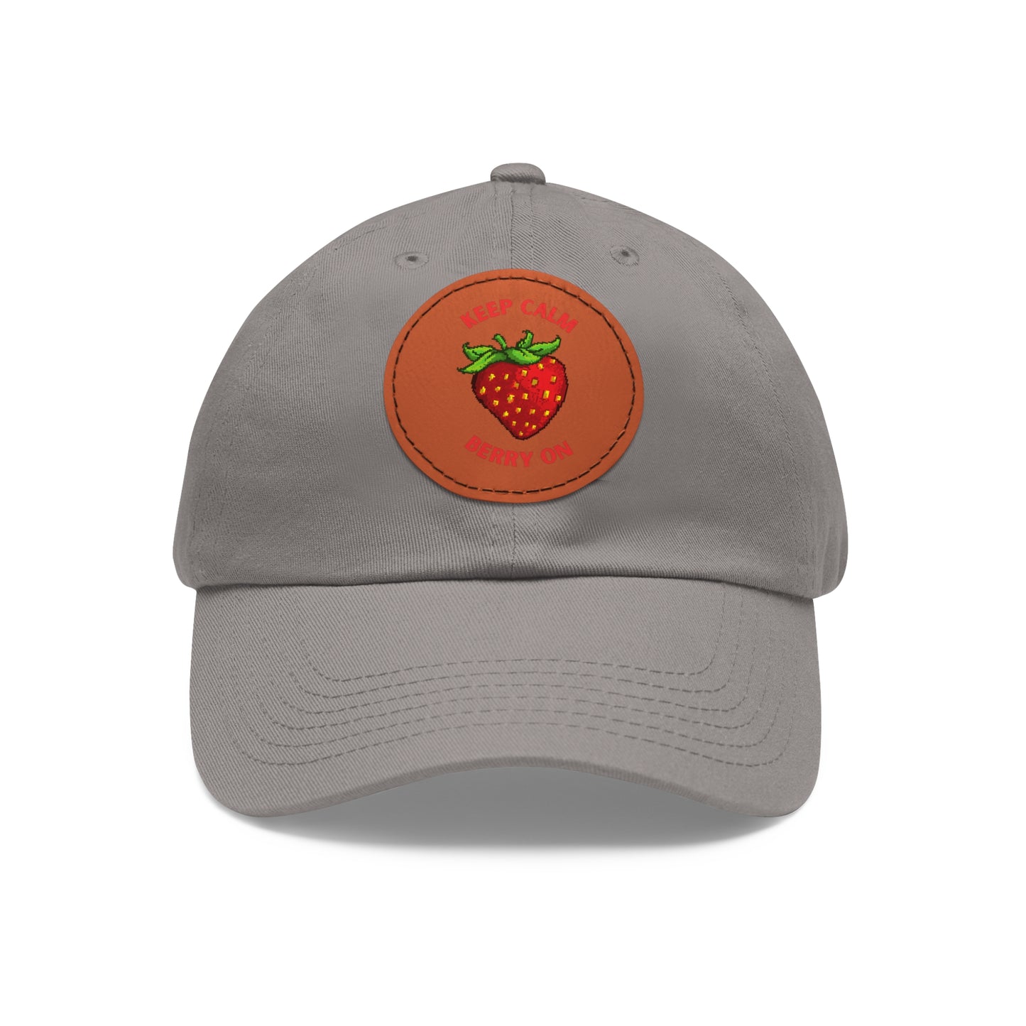 Dad Hat with Leather Patch (Round) - keep clam and berry on