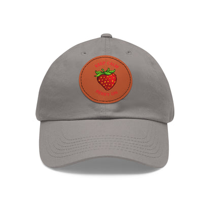 Dad Hat with Leather Patch (Round) - keep clam and berry on