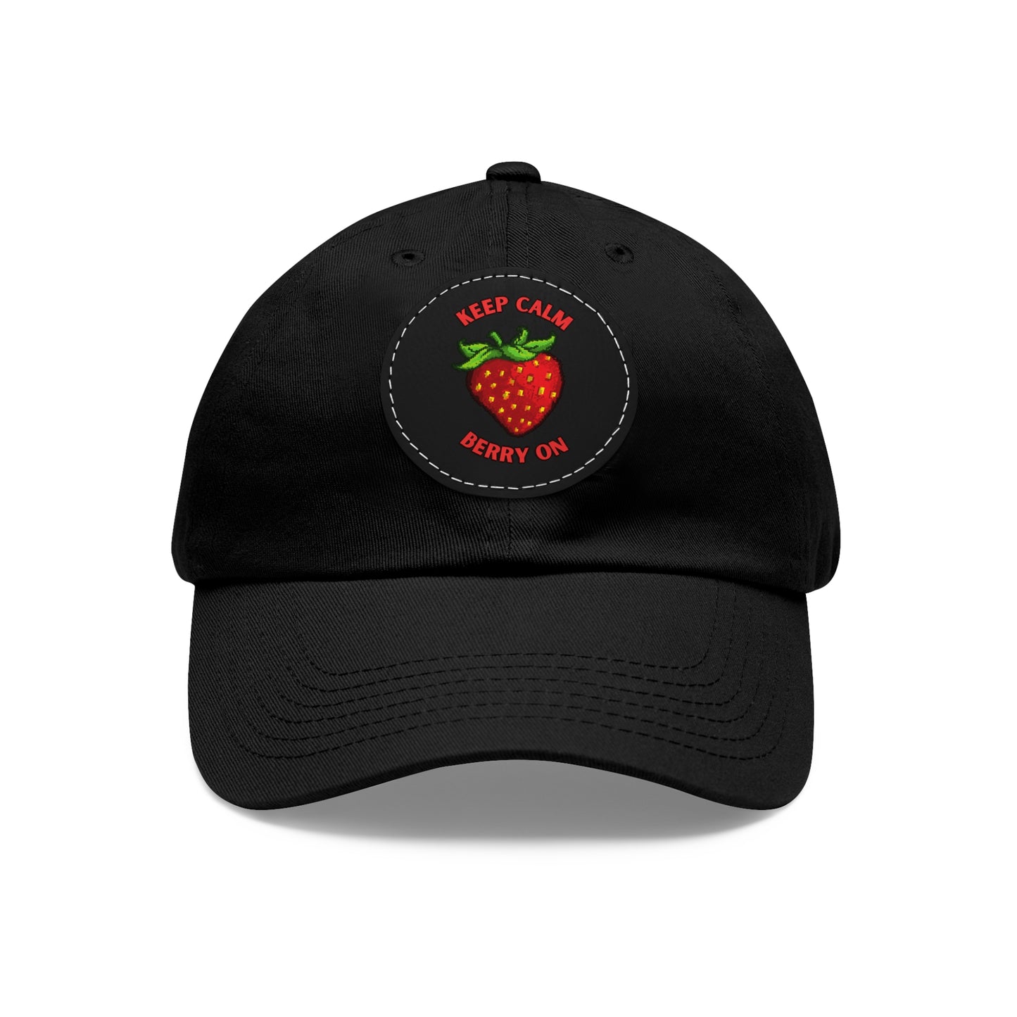 Dad Hat with Leather Patch (Round) - keep clam and berry on