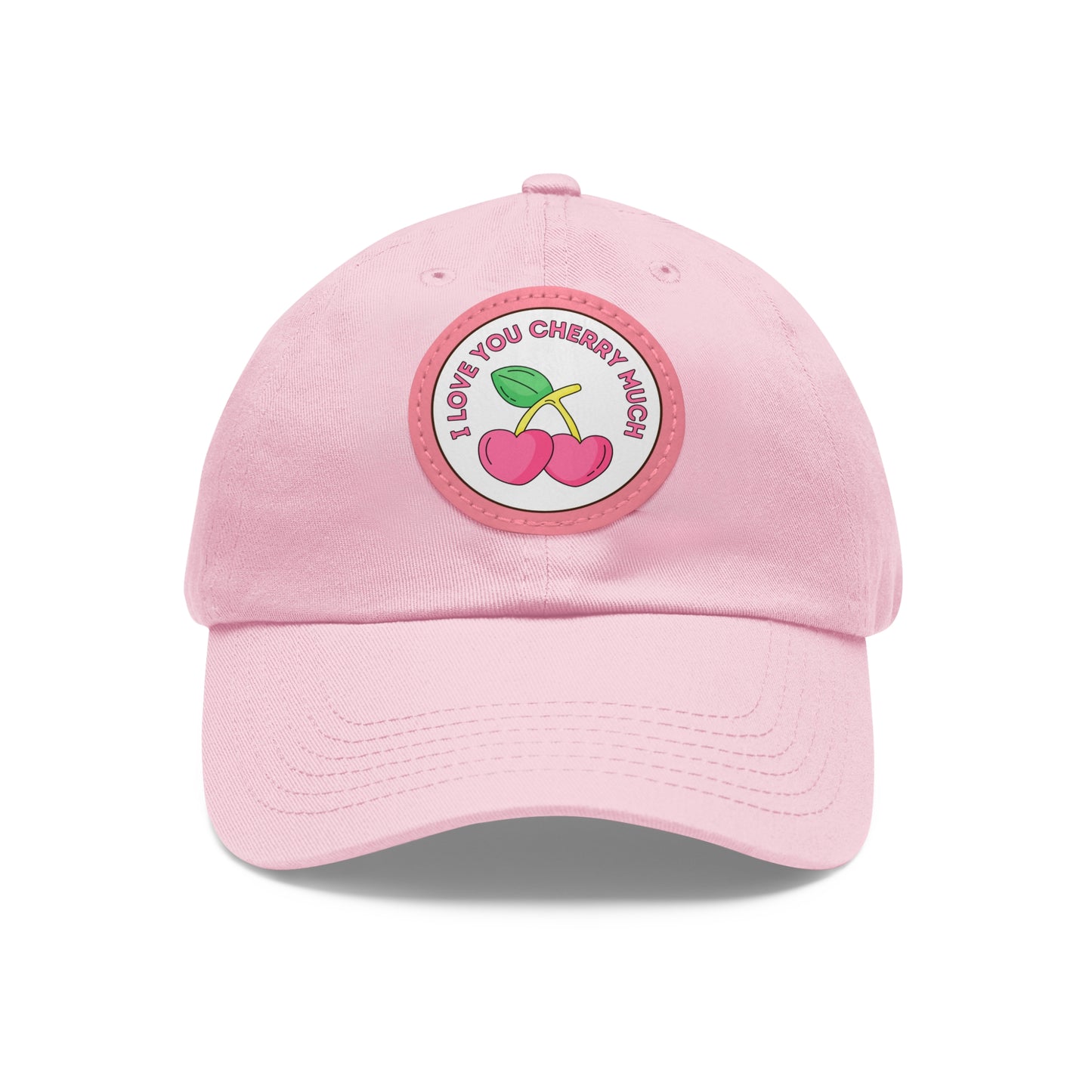 Dad Hat with Leather Patch (Round) - I Love You Cherry Much.