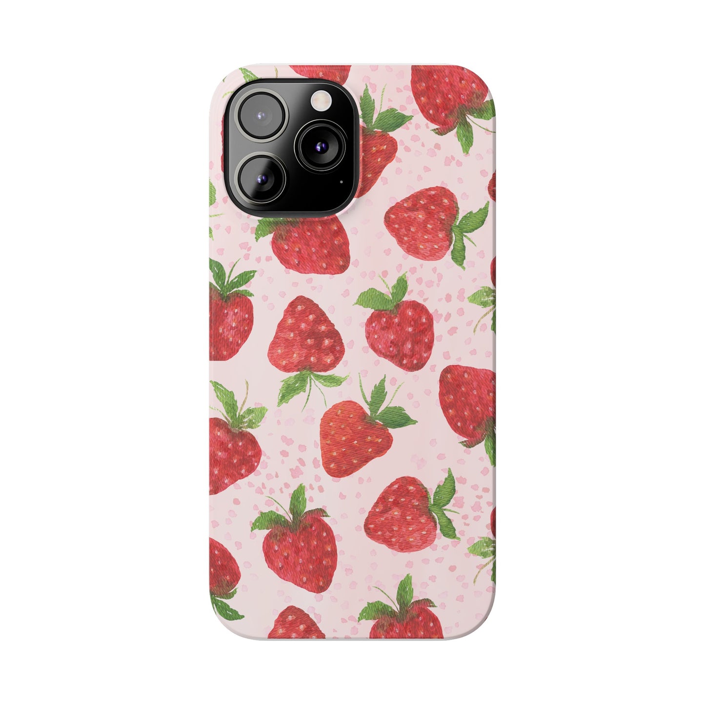 Slim Phone Cases - Strawberry with pink background