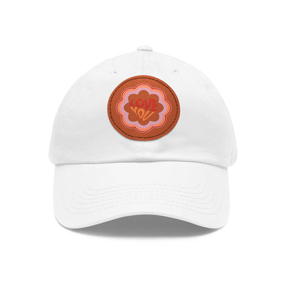 Dad Hat with Leather Patch (Round) - Love You