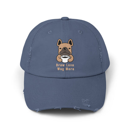 Unisex Distressed Cap - Brew Love, Wag More