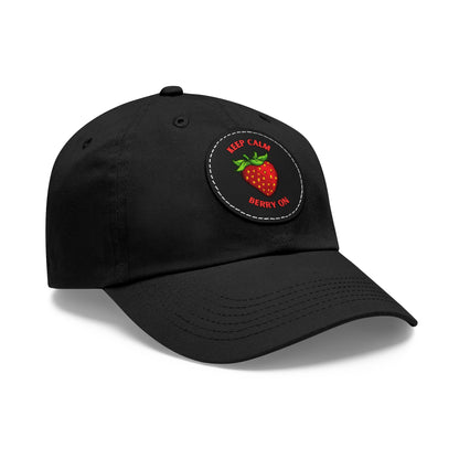 Dad Hat with Leather Patch (Round) - keep clam and berry on