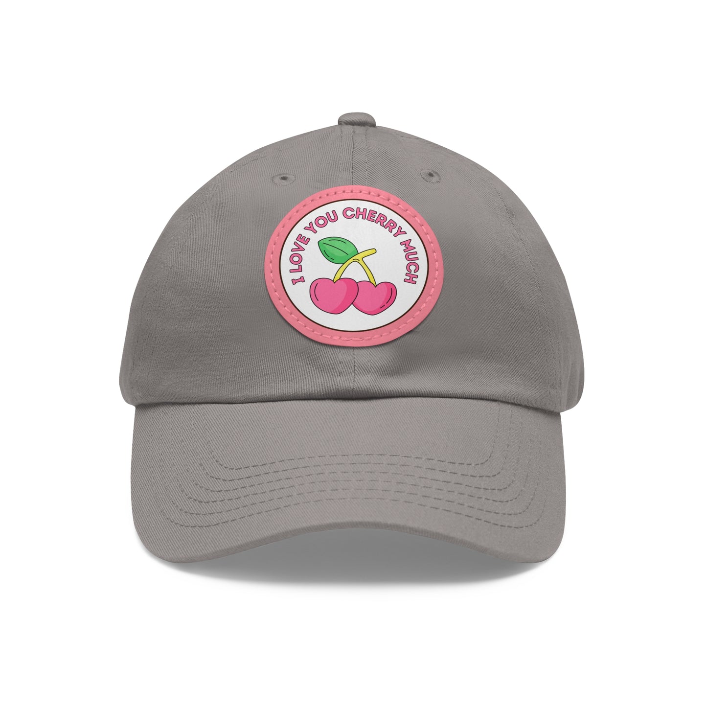 Dad Hat with Leather Patch (Round) - I Love You Cherry Much.