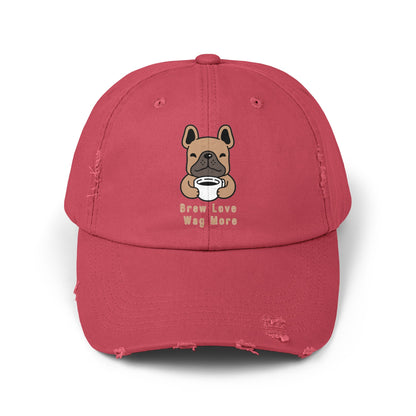 Unisex Distressed Cap - Brew Love, Wag More