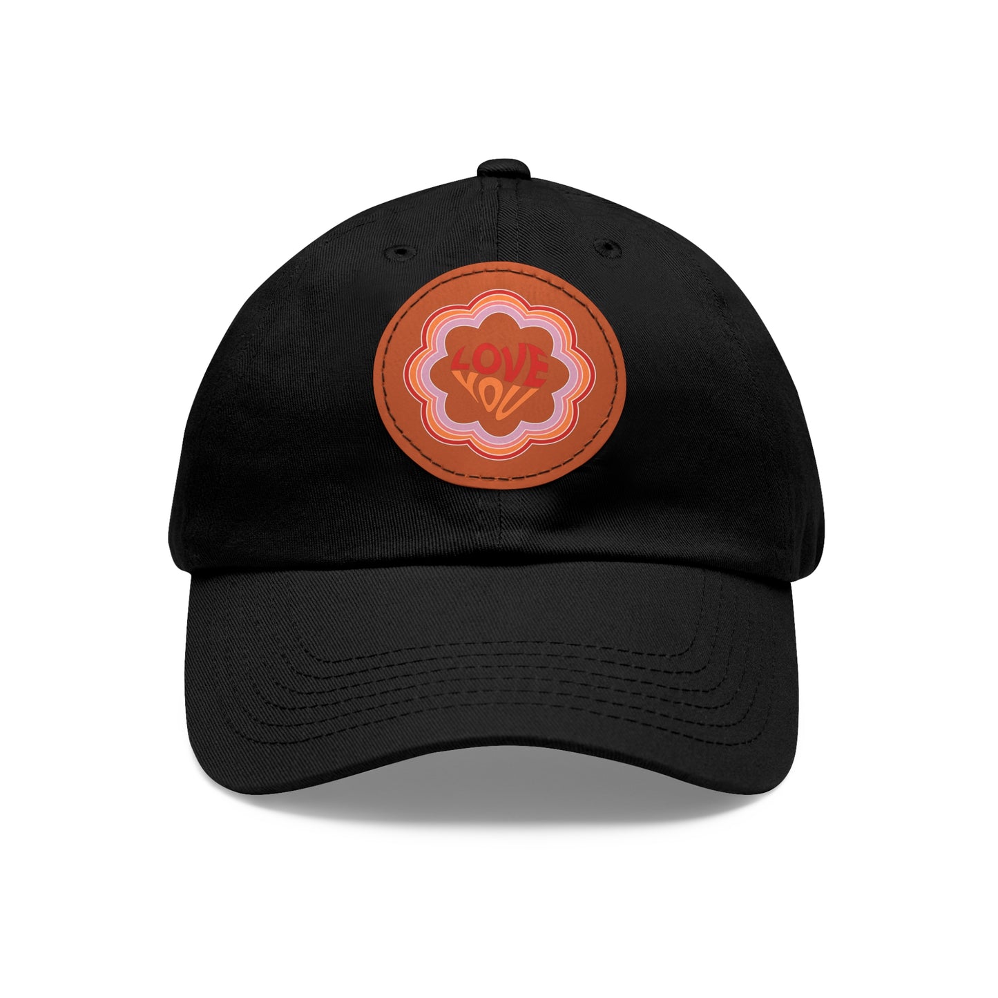 Dad Hat with Leather Patch (Round) - Love You